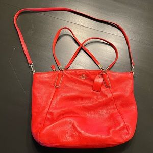 Genuine Coach mango/orange top zip purse